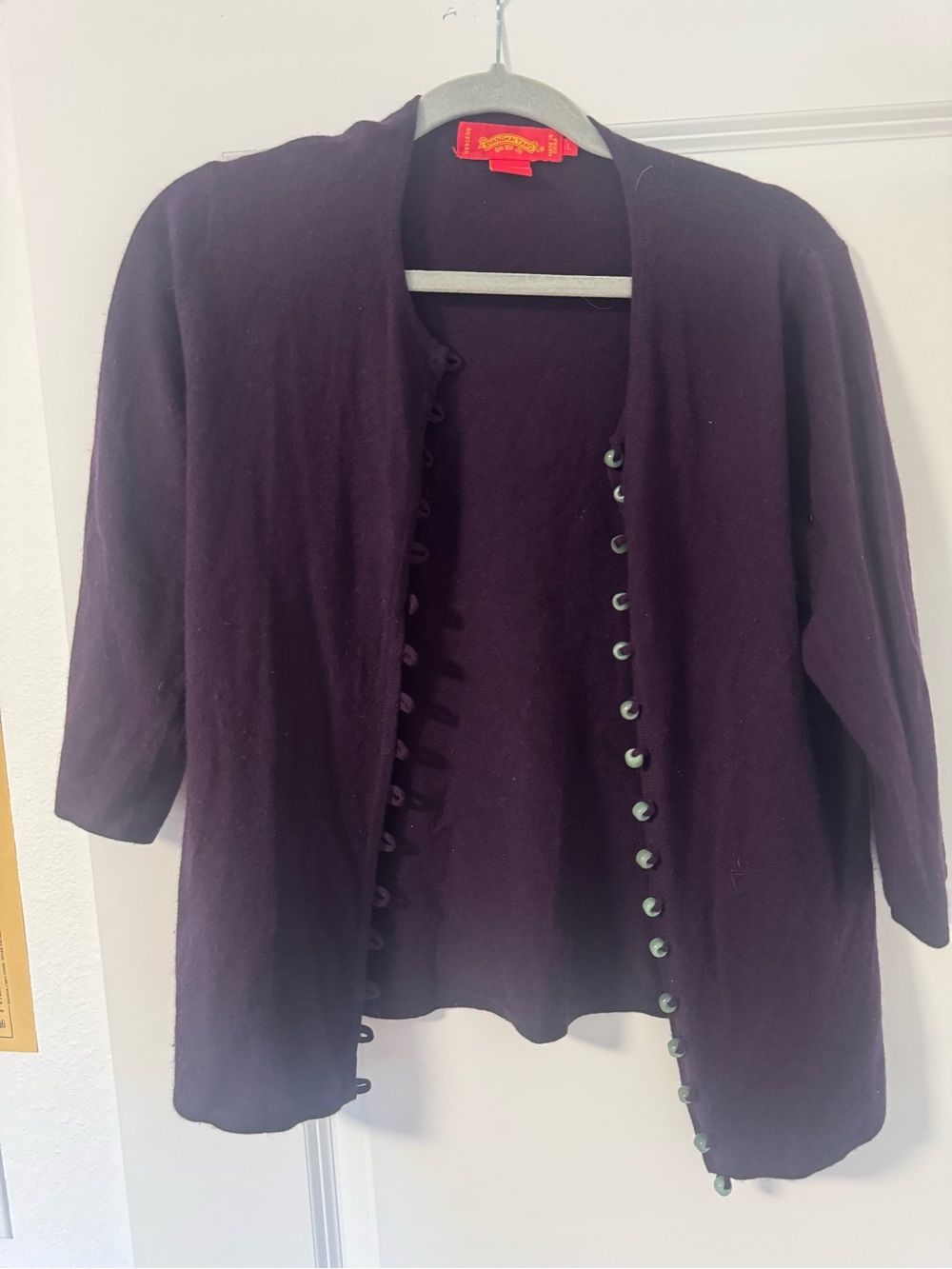 Shanghai Tang Plum Button-Front Women’s Cardigan